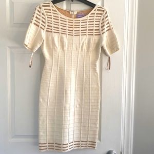 Cream and nude Herve Leger Dress